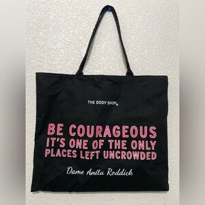 The Body Shop Black Tote with Pink Quote
